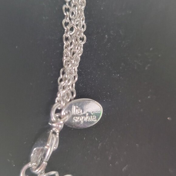 Silver-Toned Lia Sophia Multi-Strand Necklace With Circular Textured Pendant - Picture 5 of 5